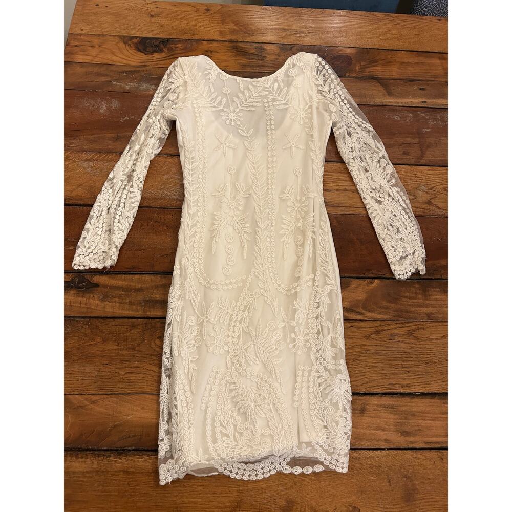 Zara Trafaluc Long Sleeve Lace Bodycon/Sheath White Dress SZ S